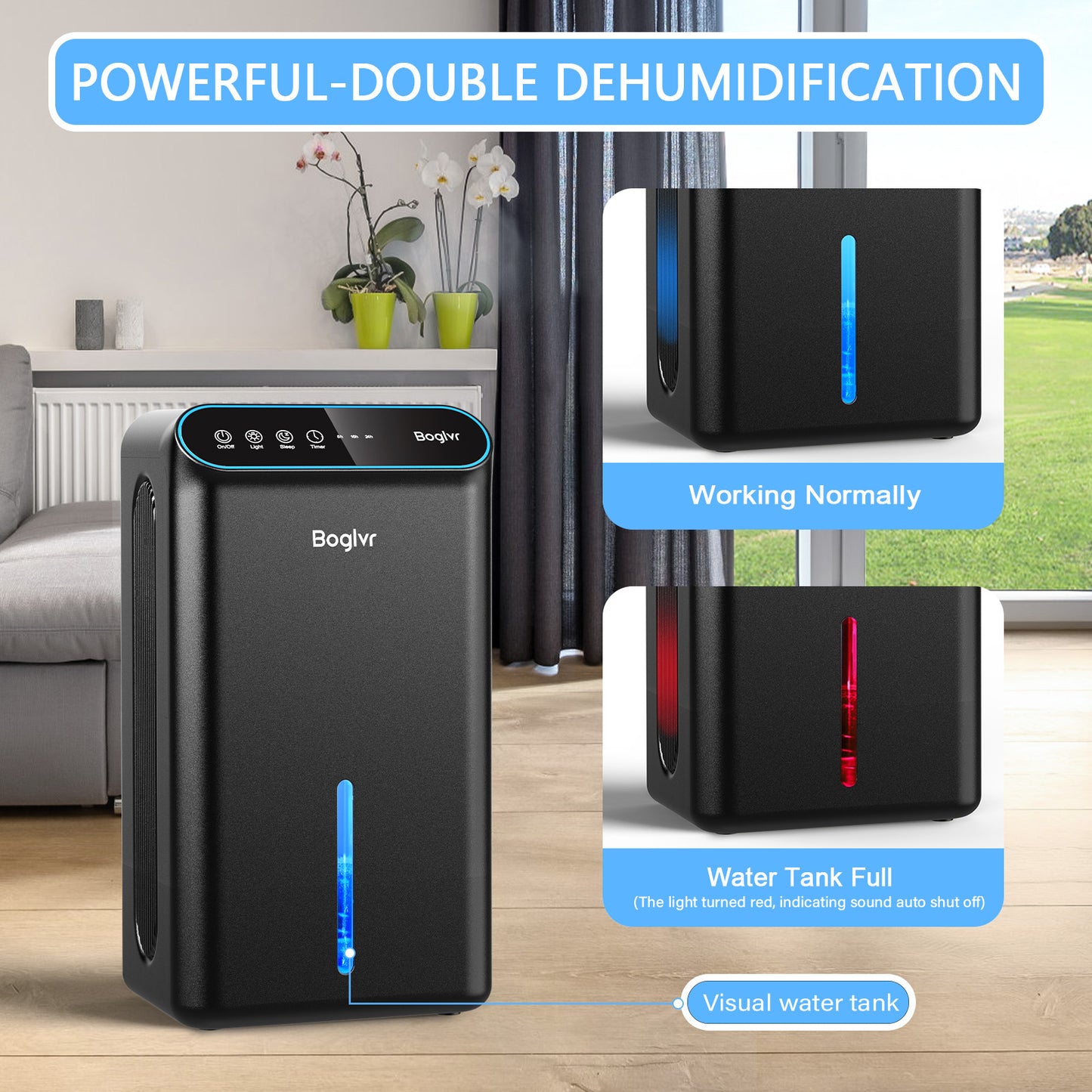 boglvr -Dehumidifier for Home, Upgraded 128ozDehumidifiers 800 Sq.ft Portable Quiet Small Dehumidifier with Auto-Off for Basement Room Bathroom Closet Bedroom RV（Black)