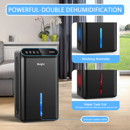 boglvr -Dehumidifier for Home, Upgraded 128ozDehumidifiers 800 Sq.ft Portable Quiet Small Dehumidifier with Auto-Off for Basement Room Bathroom Closet Bedroom RV（Black)