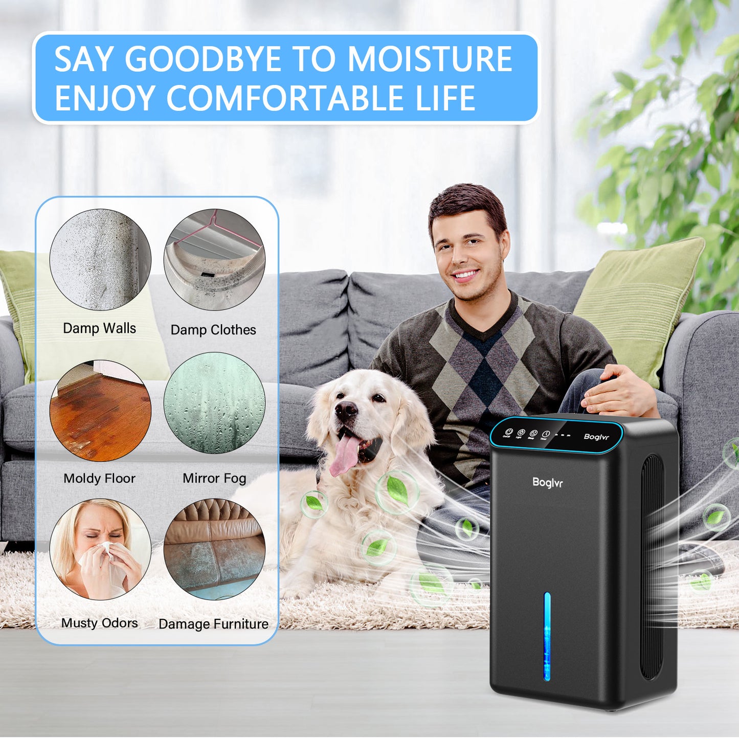 boglvr -Dehumidifier for Home, Upgraded 128ozDehumidifiers 800 Sq.ft Portable Quiet Small Dehumidifier with Auto-Off for Basement Room Bathroom Closet Bedroom RV（Black)